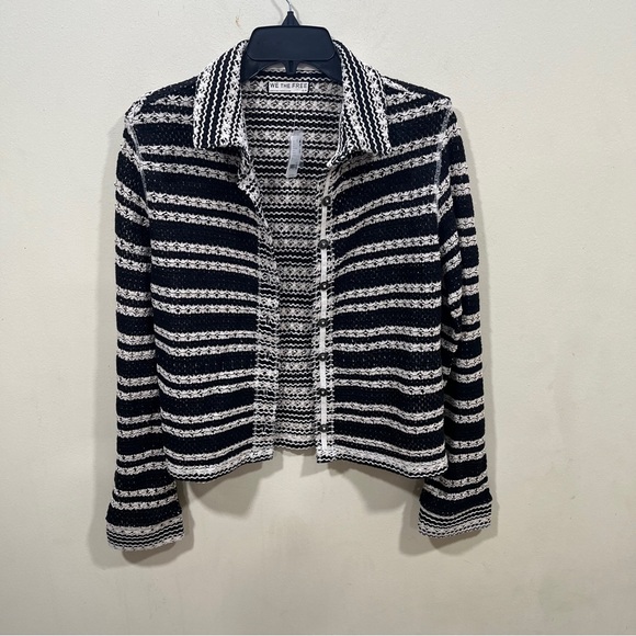 NWT Free People black and white striped knit blaze / jacket knit size small